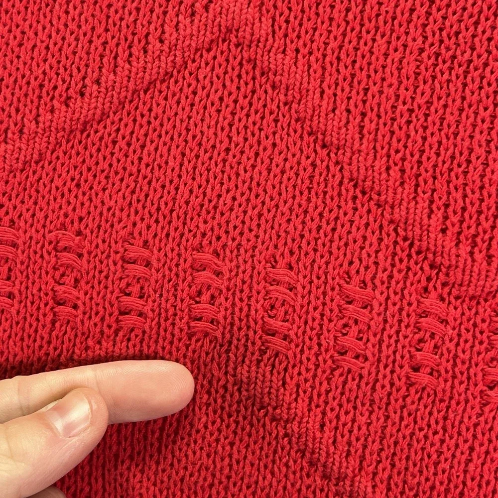 Vintage London Fog Sweater Mens Large Red Knit Grandma Heavy Cotton Cabincore